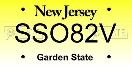 SSO82V New Jersey License Plate
