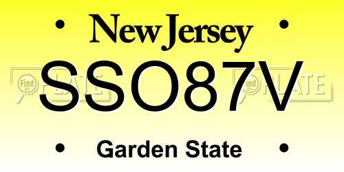 SSO87V New Jersey License Plate