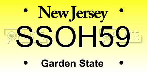 SSOH59 New Jersey License Plate