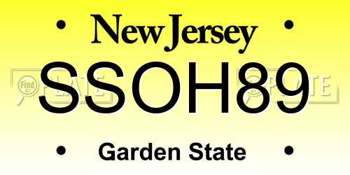 SSOH89 New Jersey License Plate