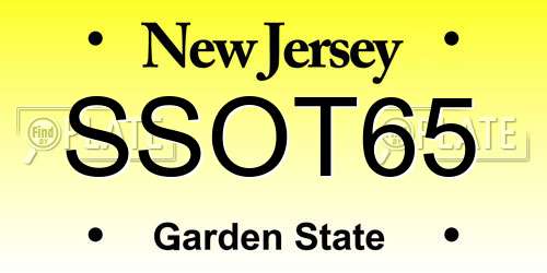 SSOT65 New Jersey License Plate
