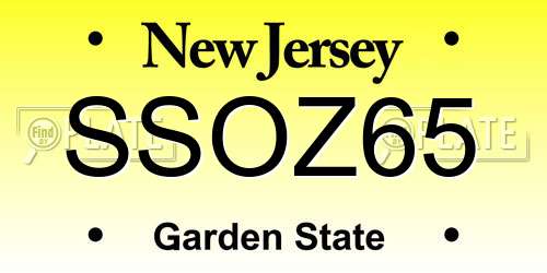 SSOZ65 New Jersey License Plate