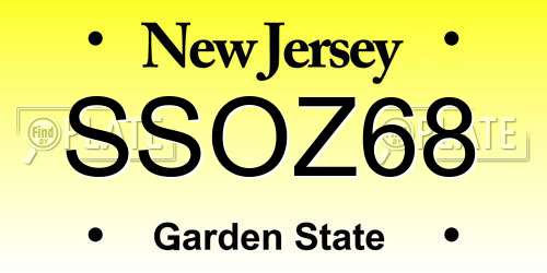 SSOZ68 New Jersey License Plate