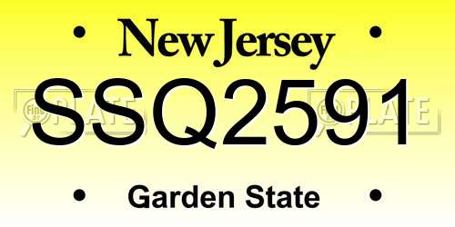 SSQ2591 New Jersey License Plate