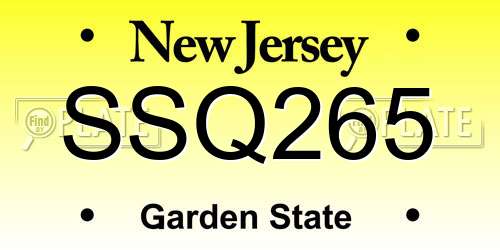 SSQ265 New Jersey License Plate