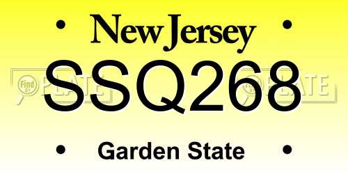 SSQ268 New Jersey License Plate