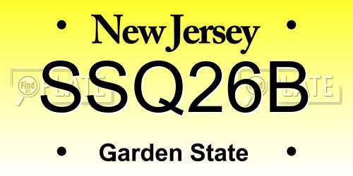 SSQ26B New Jersey License Plate