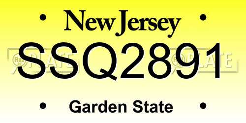 SSQ2891 New Jersey License Plate