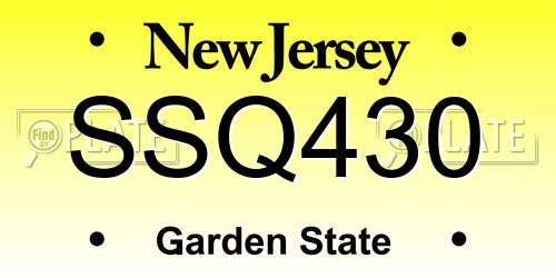 SSQ430 New Jersey License Plate