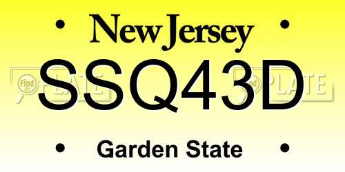 SSQ43D New Jersey License Plate