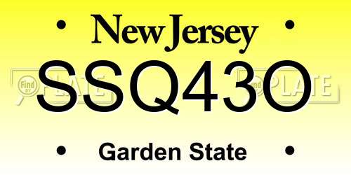 SSQ43O New Jersey License Plate