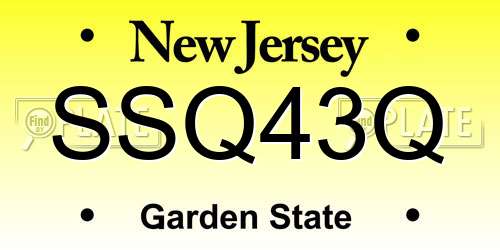 SSQ43Q New Jersey License Plate