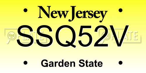 SSQ52V New Jersey License Plate