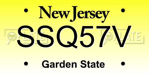 SSQ57V New Jersey License Plate