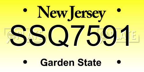 SSQ7591 New Jersey License Plate