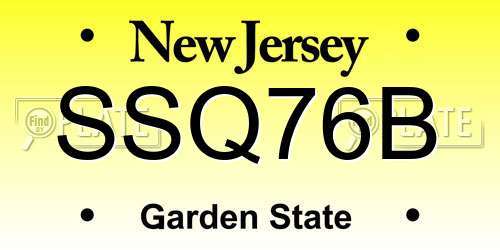 SSQ76B New Jersey License Plate