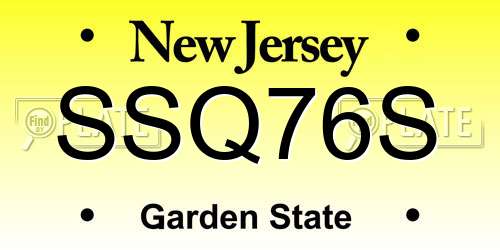 SSQ76S New Jersey License Plate