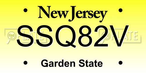 SSQ82V New Jersey License Plate
