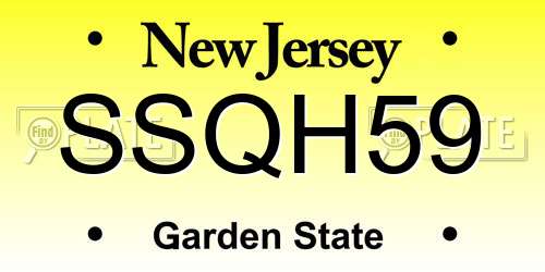 SSQH59 New Jersey License Plate