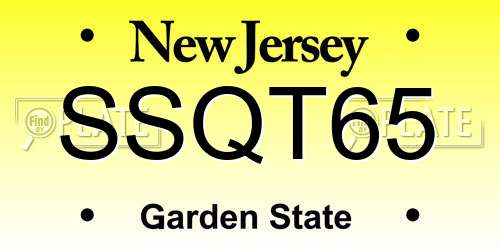 SSQT65 New Jersey License Plate
