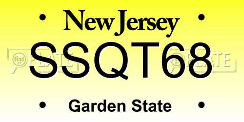 SSQT68 New Jersey License Plate