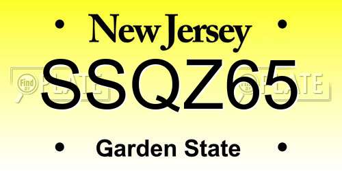 SSQZ65 New Jersey License Plate