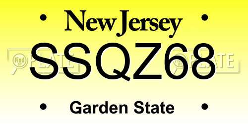 SSQZ68 New Jersey License Plate