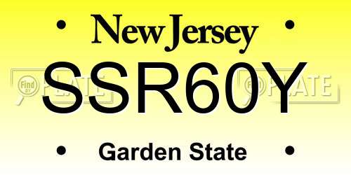 SSR60Y New Jersey License Plate