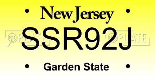 SSR92J New Jersey License Plate