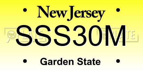 SSS30M New Jersey License Plate