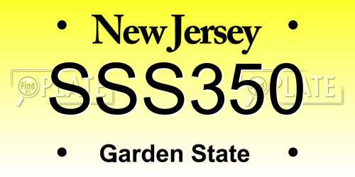 SSS350 New Jersey License Plate