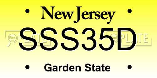 SSS35D New Jersey License Plate
