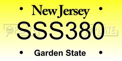 SSS380 New Jersey License Plate