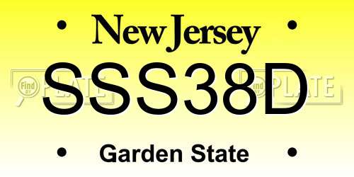 SSS38D New Jersey License Plate