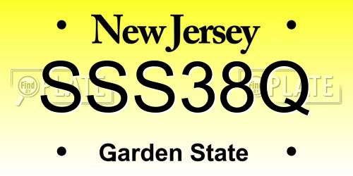 SSS38Q New Jersey License Plate