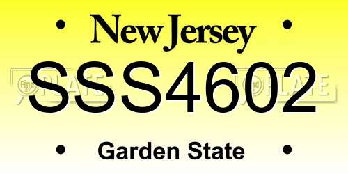 SSS4602 New Jersey License Plate