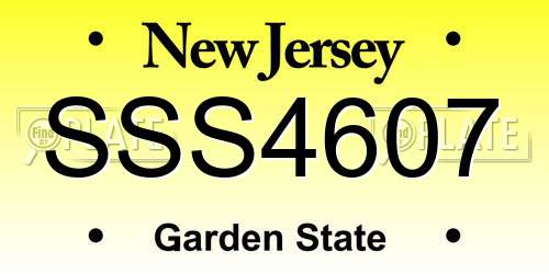 SSS4607 New Jersey License Plate