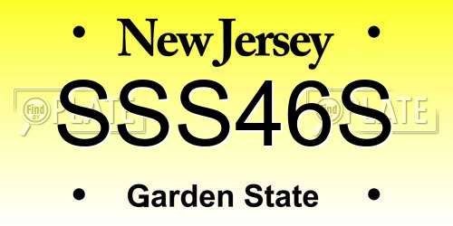 SSS46S New Jersey License Plate