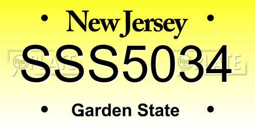 SSS5034 New Jersey License Plate