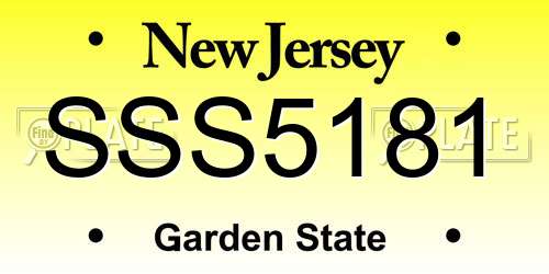 SSS5181 New Jersey License Plate