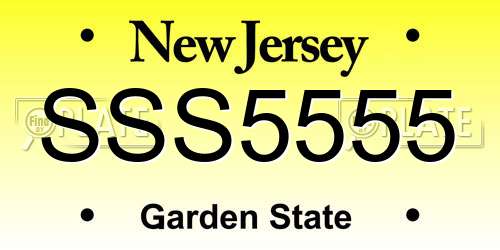SSS5555 New Jersey License Plate