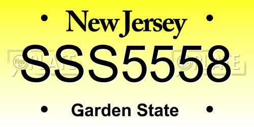 SSS5558 New Jersey License Plate