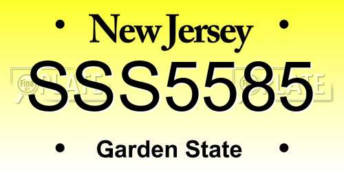 SSS5585 New Jersey License Plate