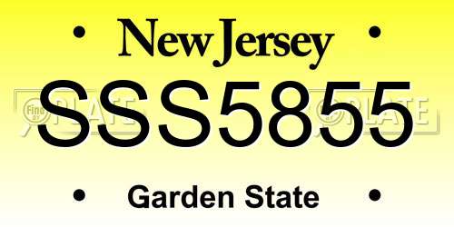 SSS5855 New Jersey License Plate