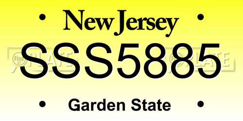 SSS5885 New Jersey License Plate