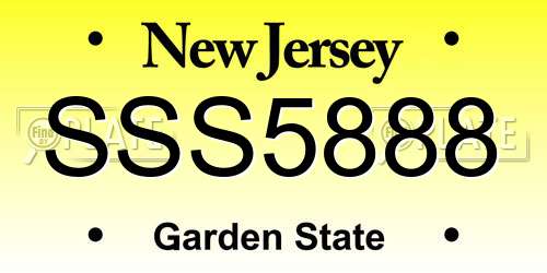 SSS5888 New Jersey License Plate