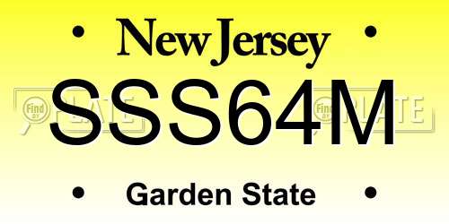 SSS64M New Jersey License Plate