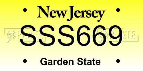 SSS669 New Jersey License Plate