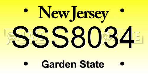 SSS8034 New Jersey License Plate