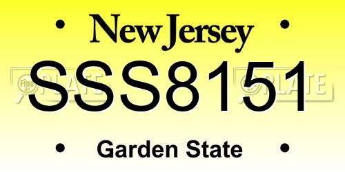 SSS8151 New Jersey License Plate